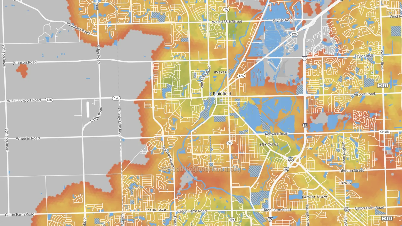 Bike Grade map of Plainfield, IL