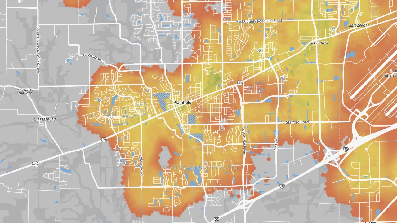 Bike Grade map of Plainfield, IN