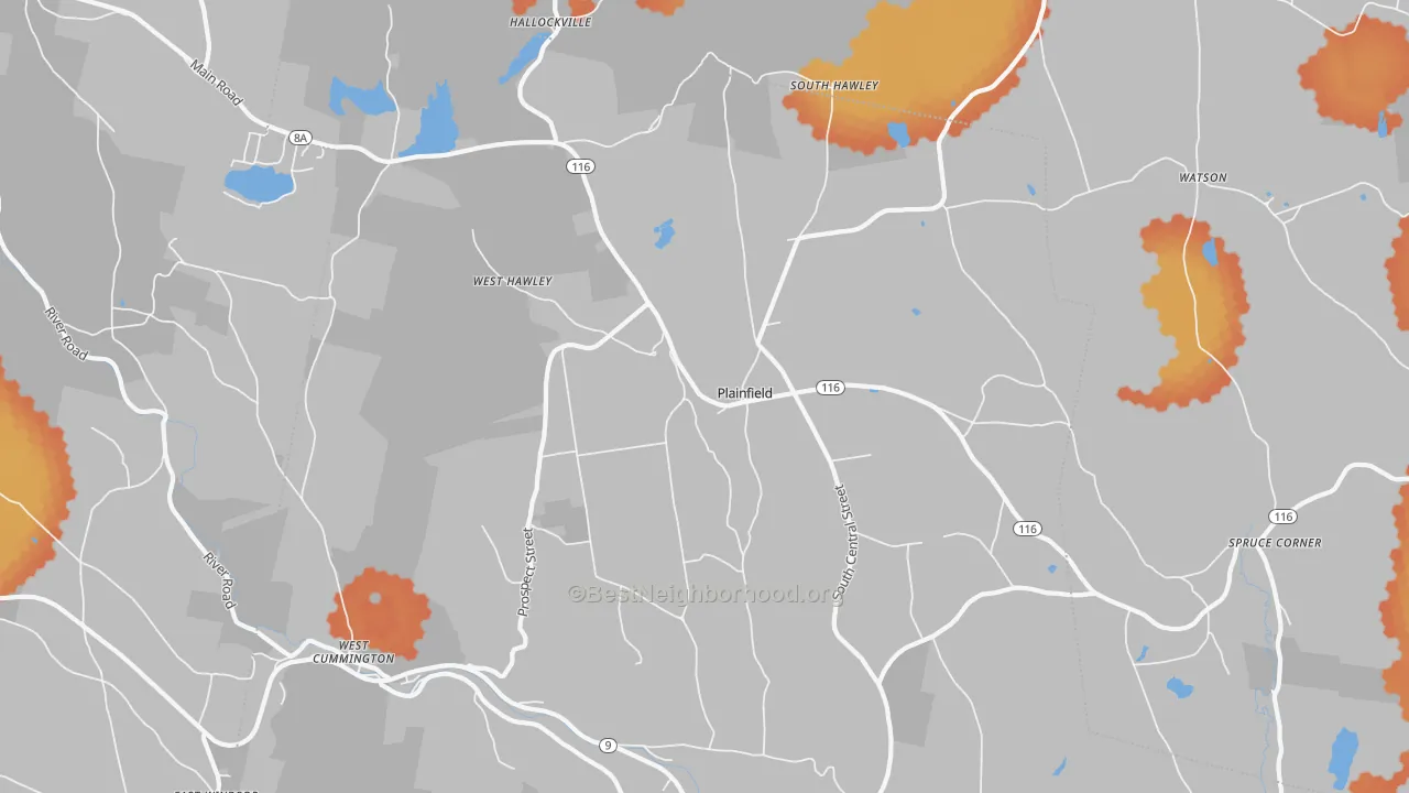 Bike Grade map of Plainfield, MA