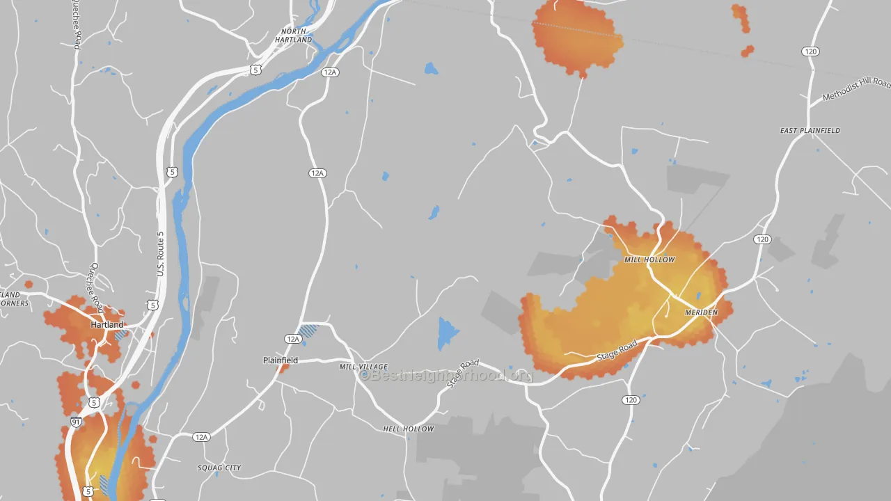 Bike Grade map of Plainfield, NH