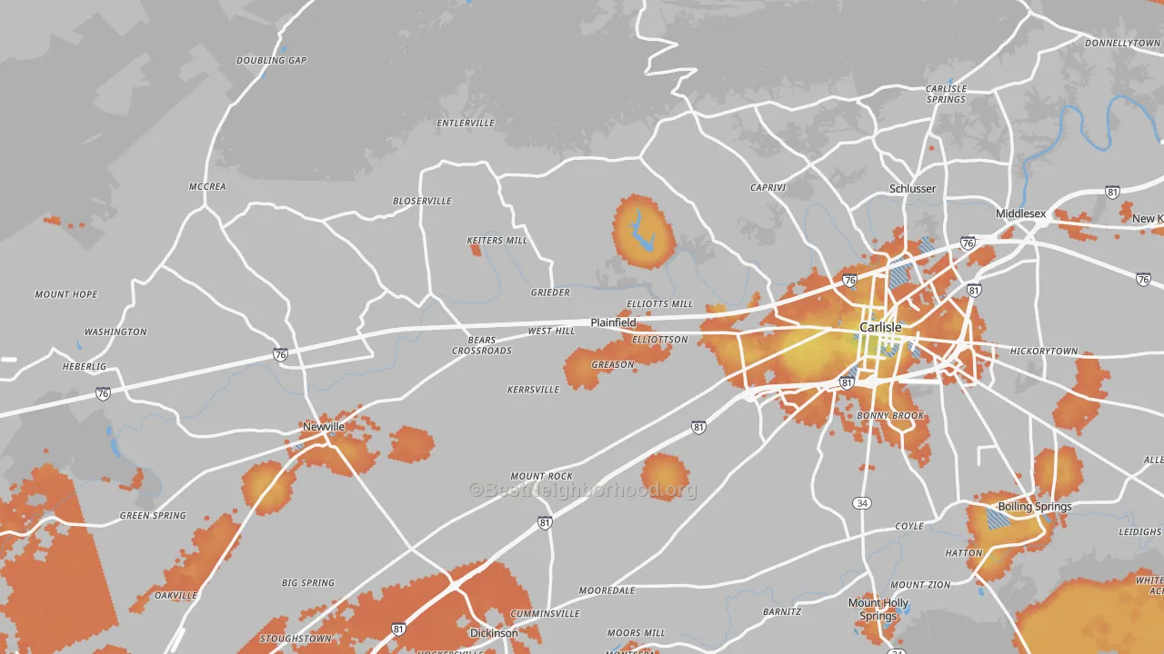 Bike Grade map of Plainfield, PA