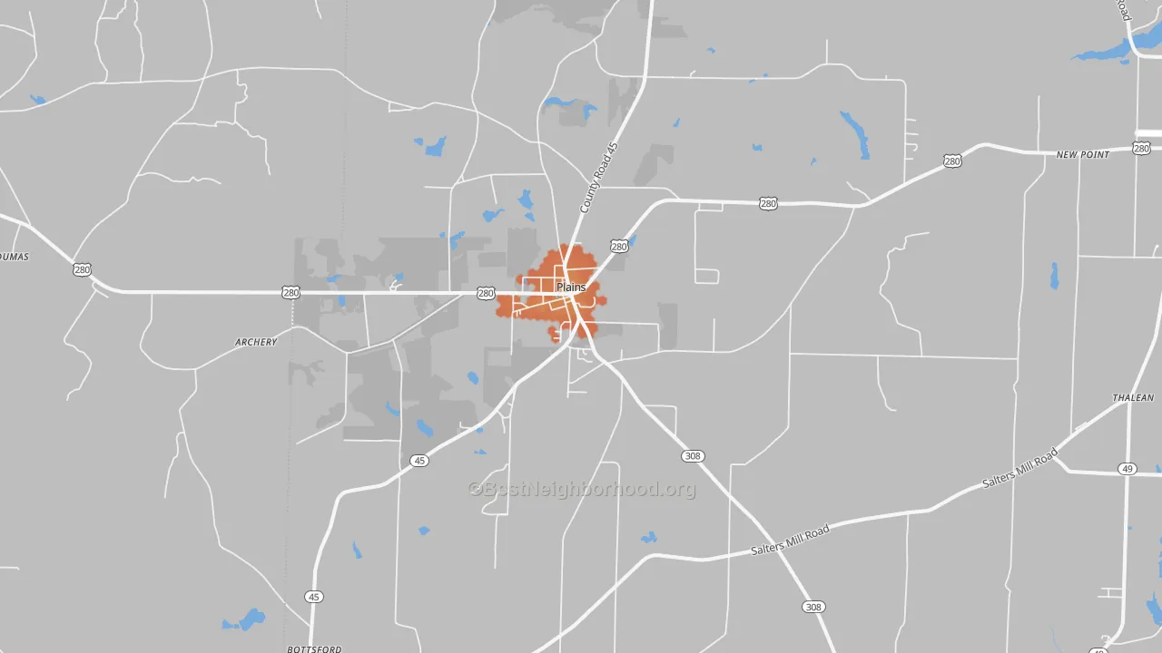 Bike Grade map of Plains, GA