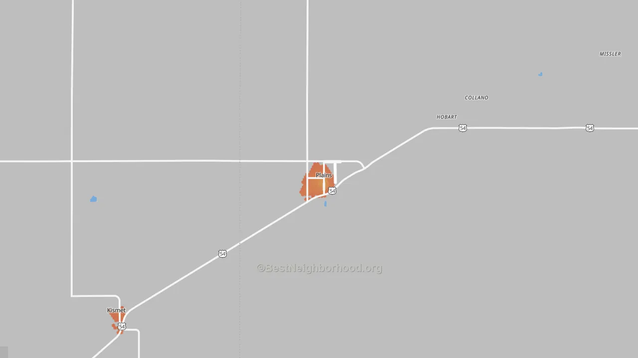 Bike Grade map of Plains, KS
