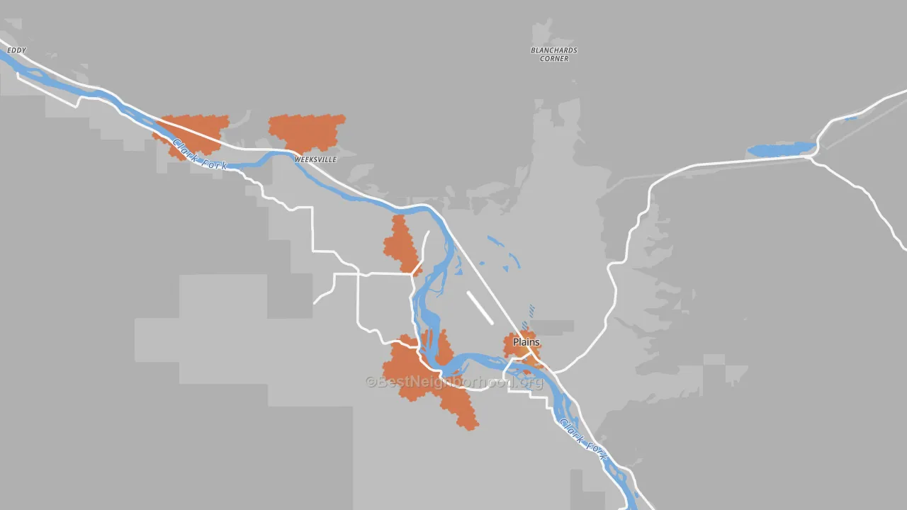 Bike Grade map of Plains, MT