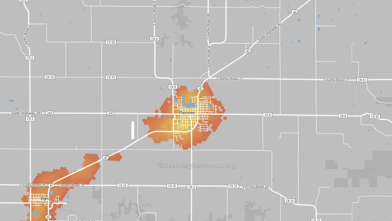Bike Grade map of Plainview, MN