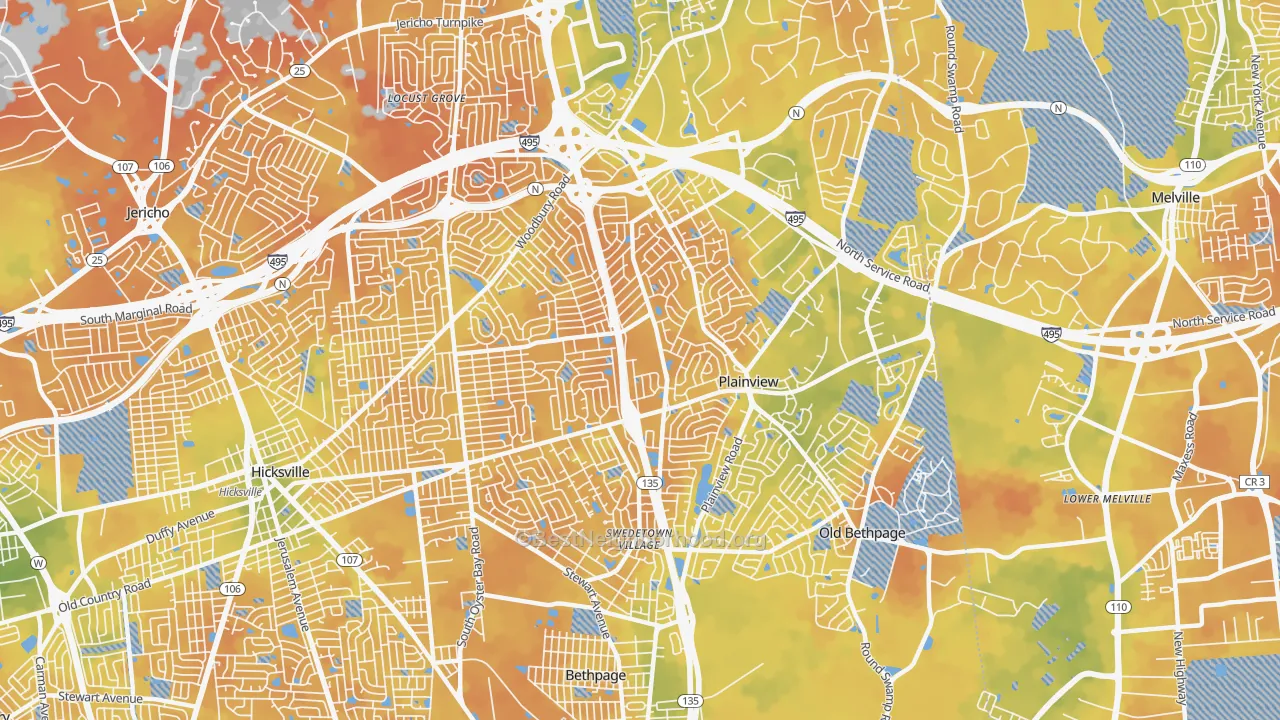Bike Grade map of Plainview, NY