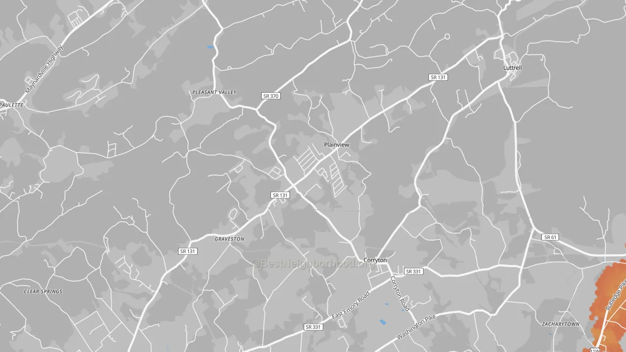 Bike Grade map of Plainview, TN