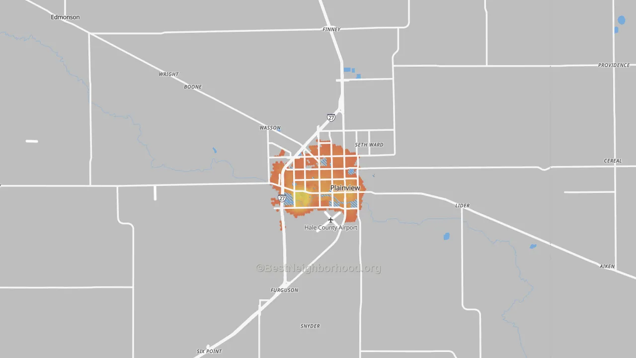 Bike Grade map of Plainview, TX