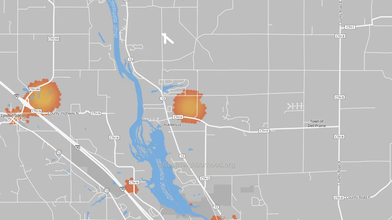 Bike Grade map of Plainville, WI