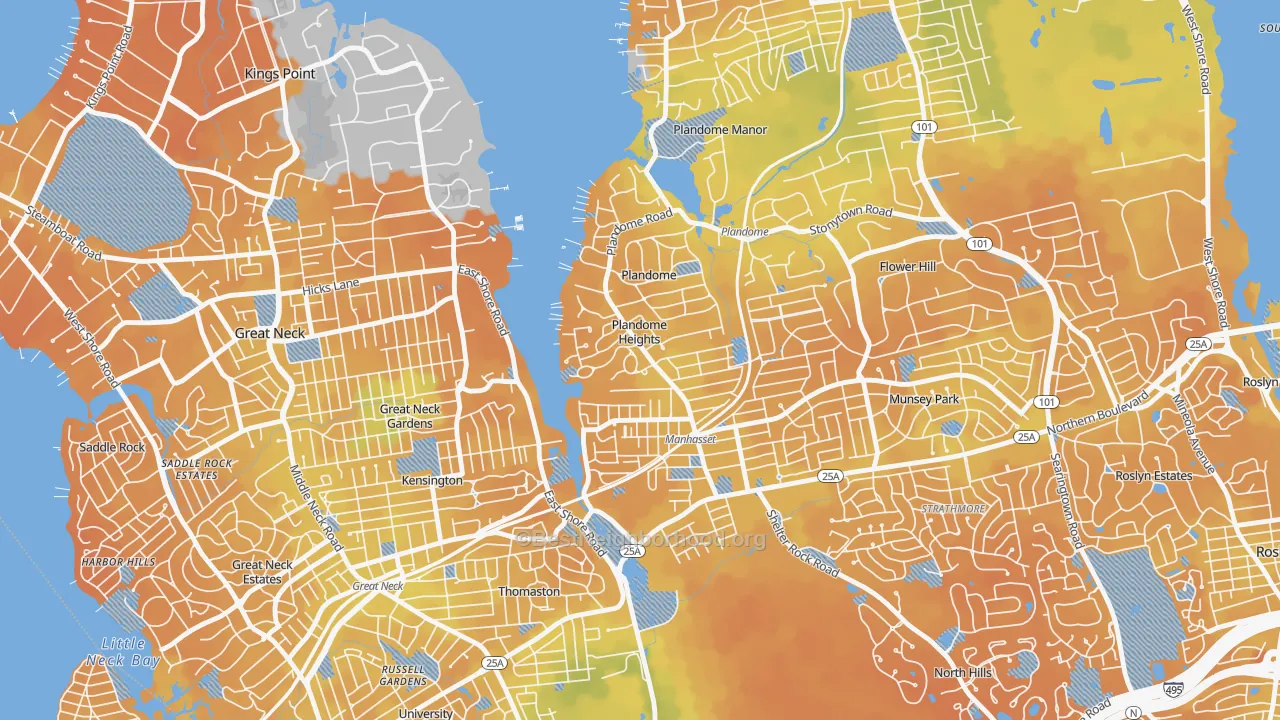 Bike Grade map of Plandome Heights, NY