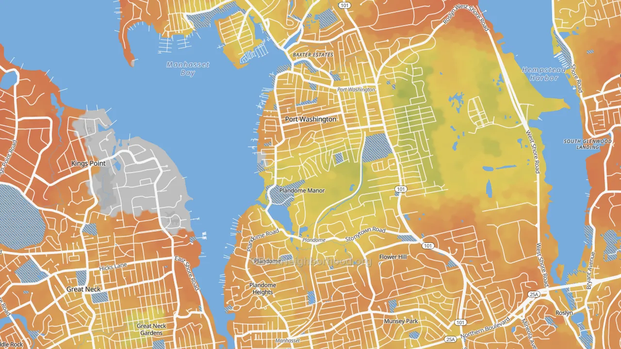 Bike Grade map of Plandome Manor, NY