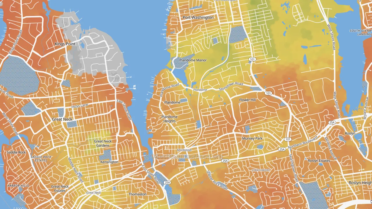 Bike Grade map of Plandome, NY
