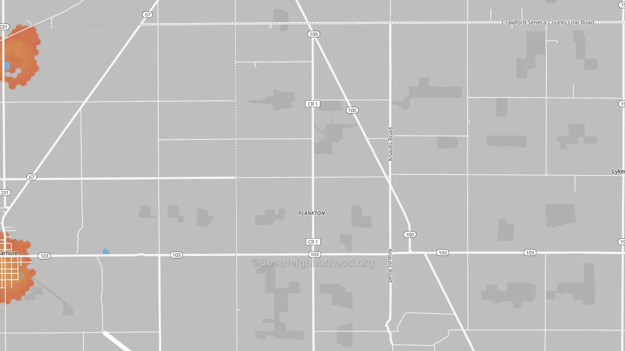 Bike Grade map of Plankton, OH