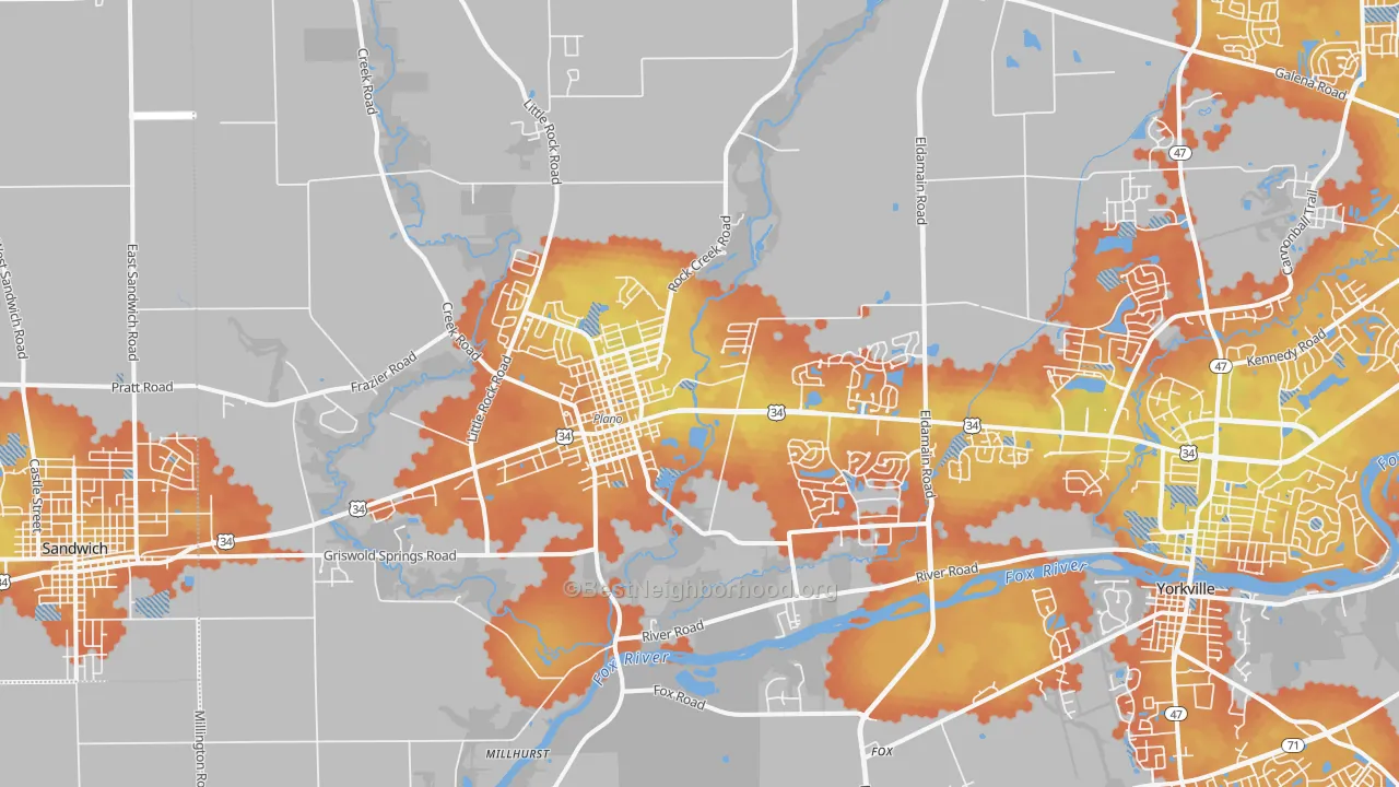 Bike Grade map of Plano, IL
