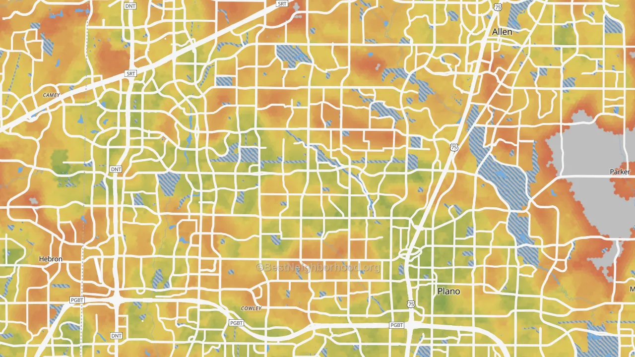 Bike Grade map of Plano, TX