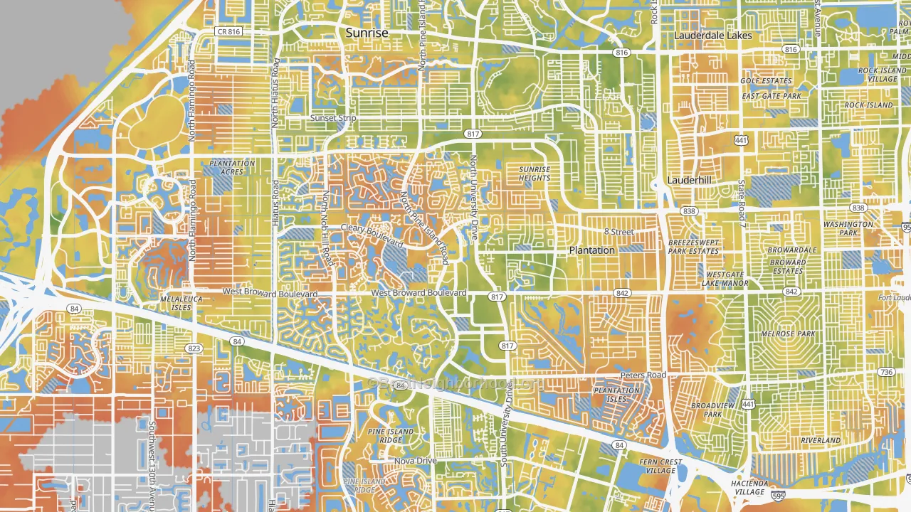 Bike Grade map of Plantation, FL