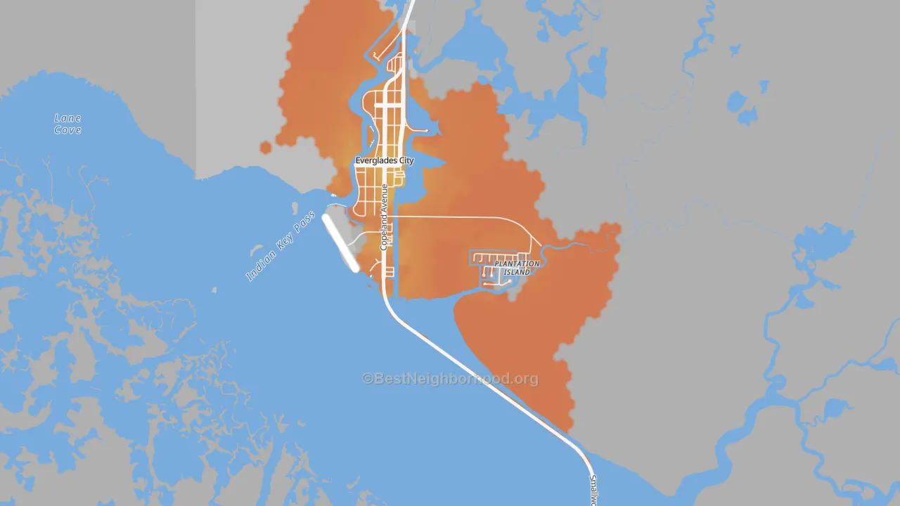 Bike Grade map of Plantation Island, FL