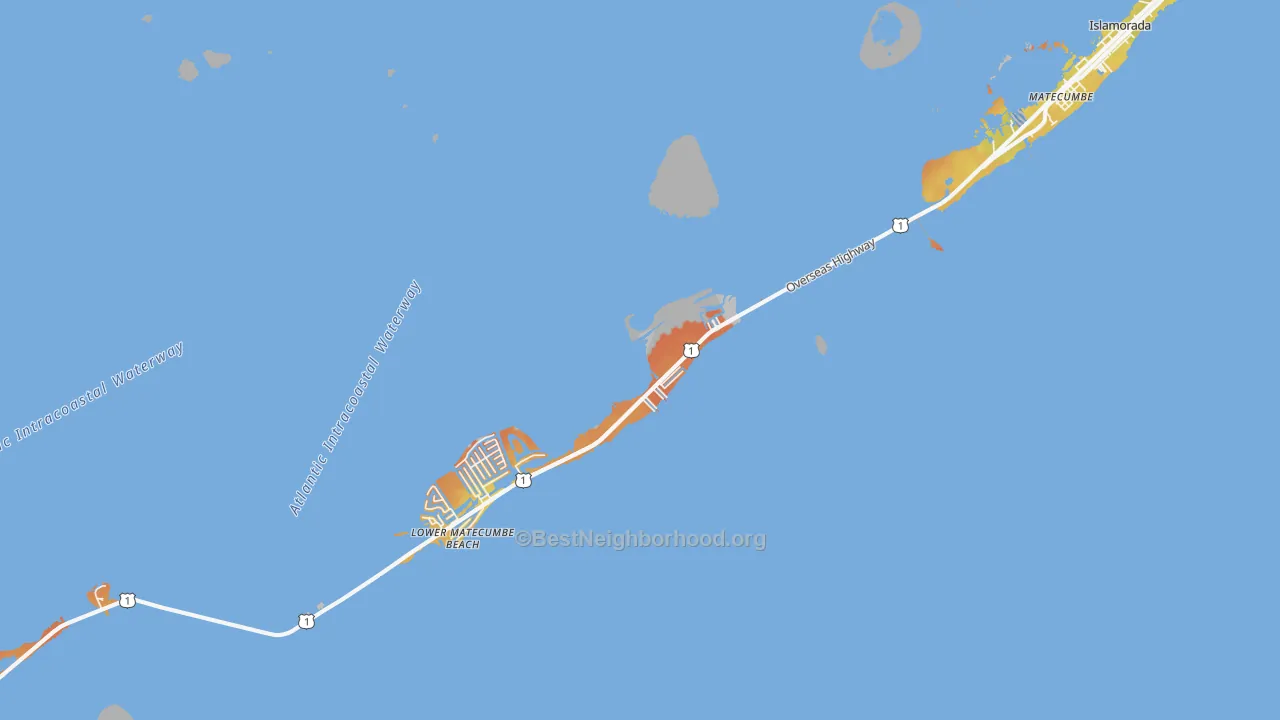 Bike Grade map of Plantation Key, FL