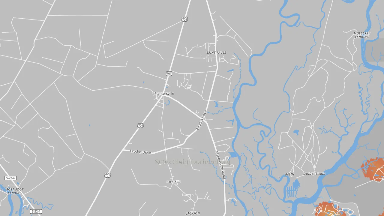 Bike Grade map of Plantersville, SC