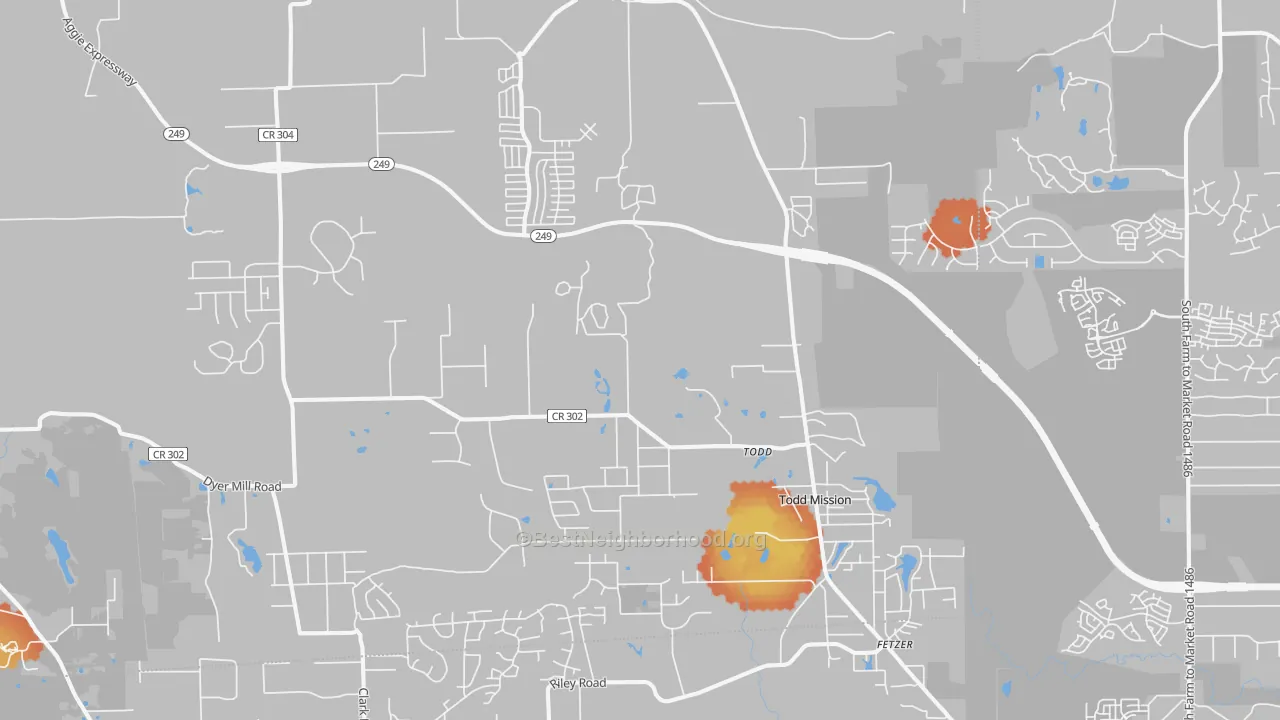 Bike Grade map of Plantersville, TX