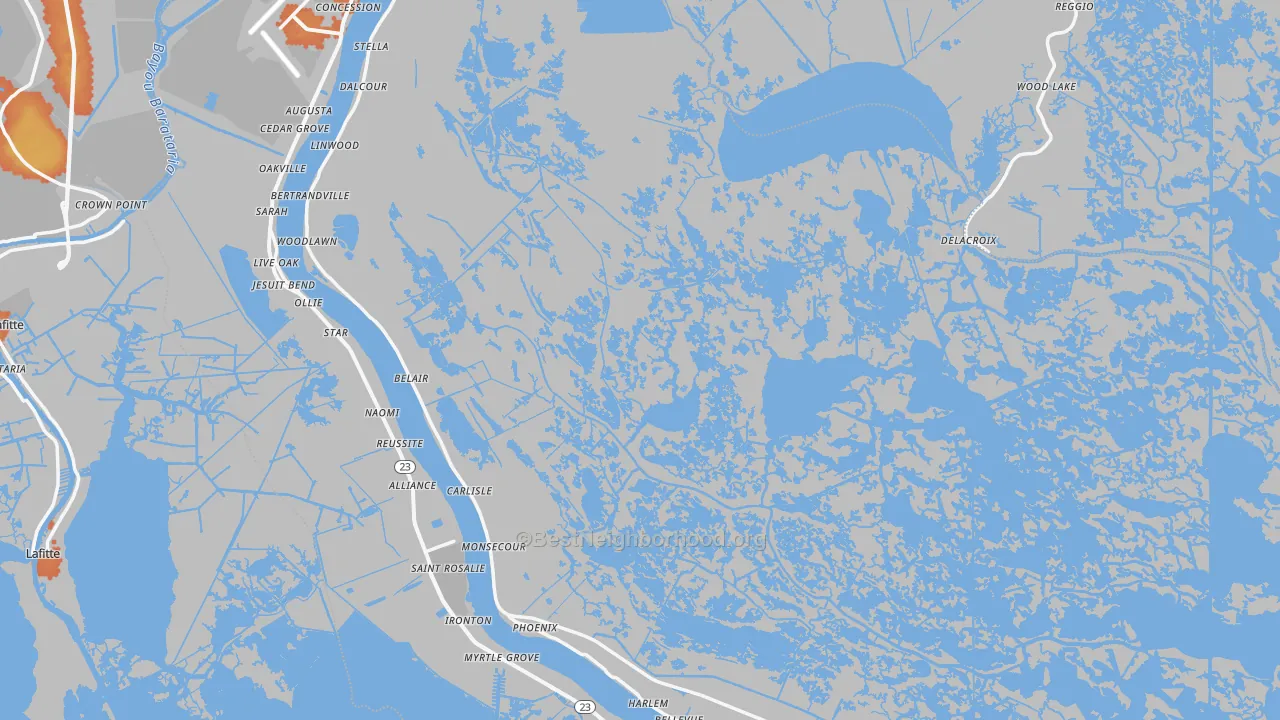 Bike Grade map of Plaquemines Parish, LA