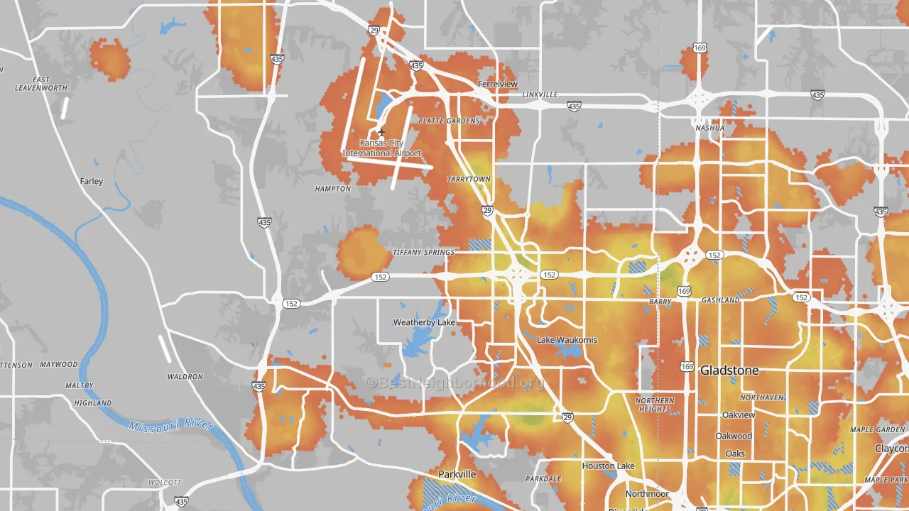 Bike Grade map of Platte County, MO