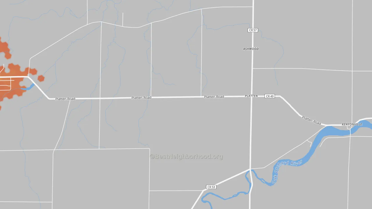 Bike Grade map of Platten, NY