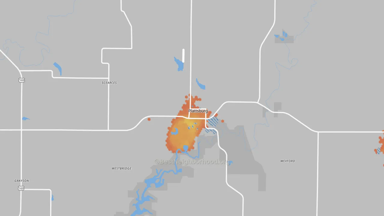 Bike Grade map of Plattsburg, MO