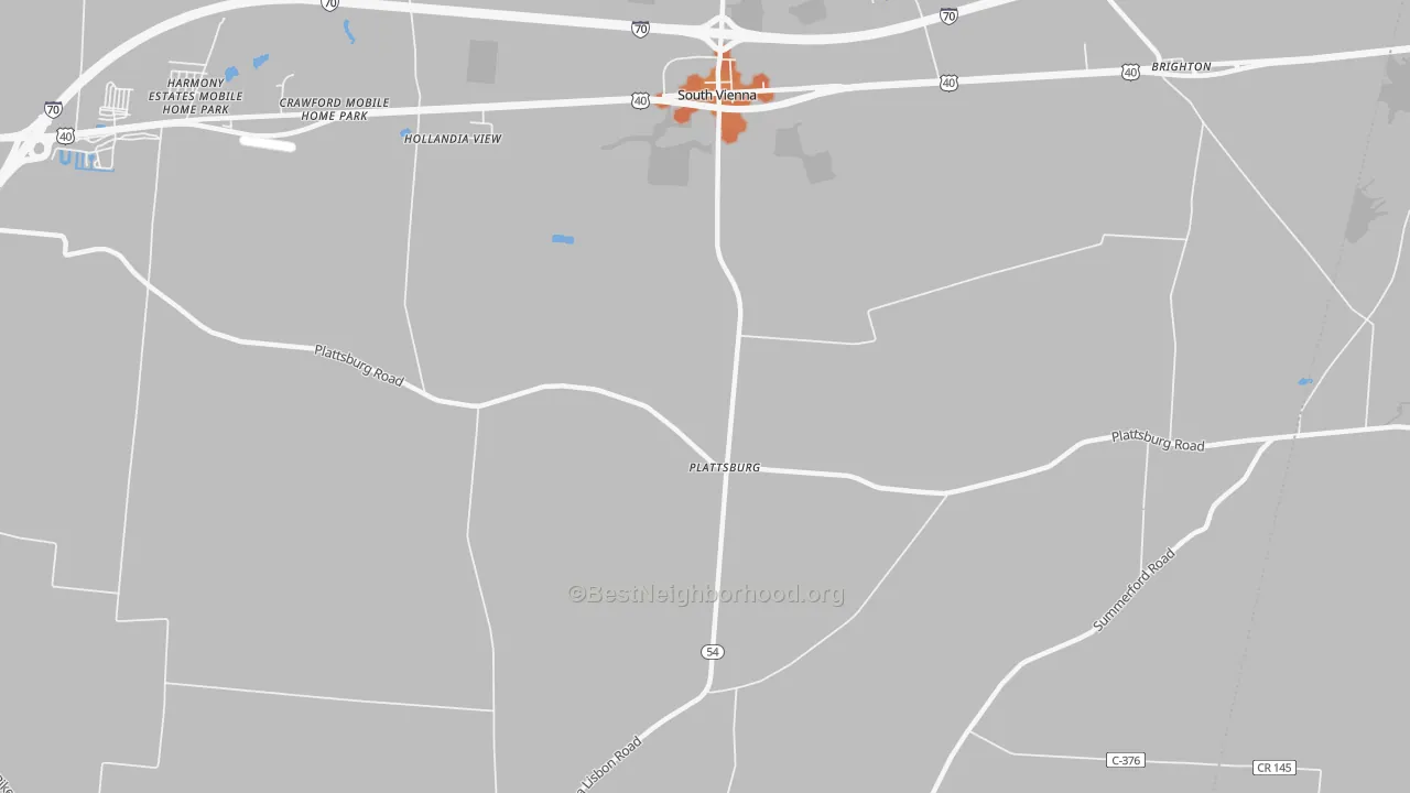 Bike Grade map of Plattsburg, OH