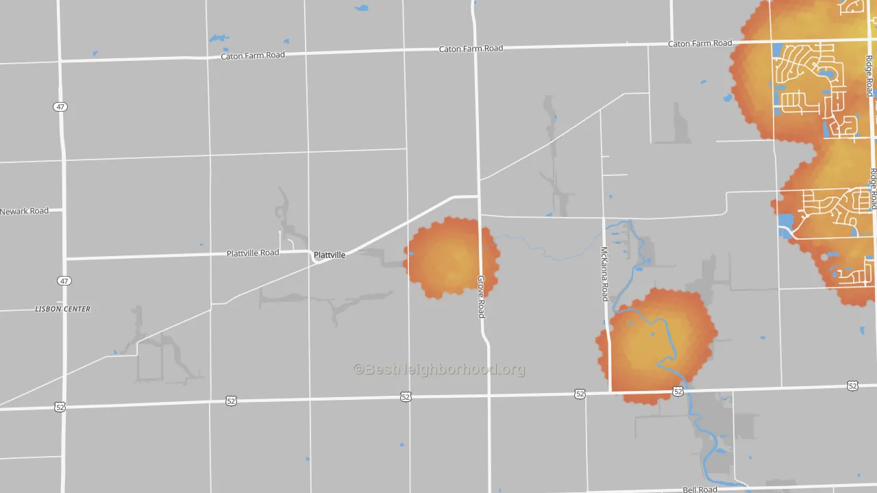 Bike Grade map of Plattville, IL
