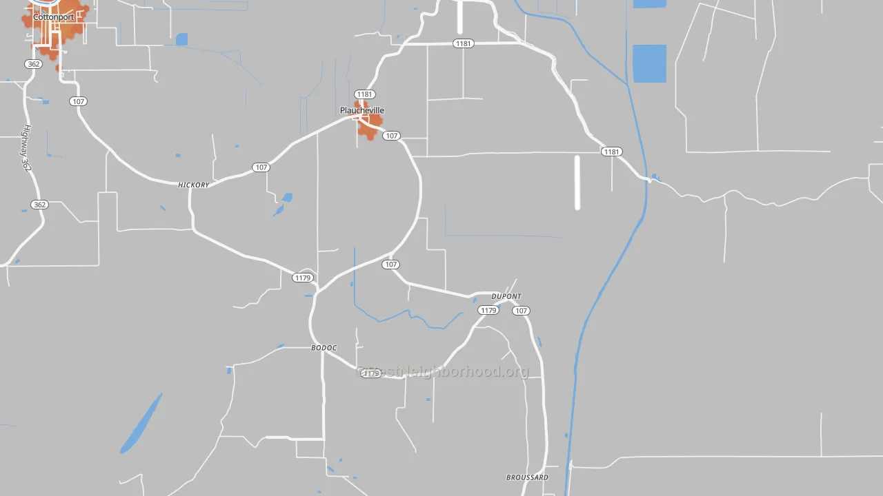 Bike Grade map of Plaucheville, LA