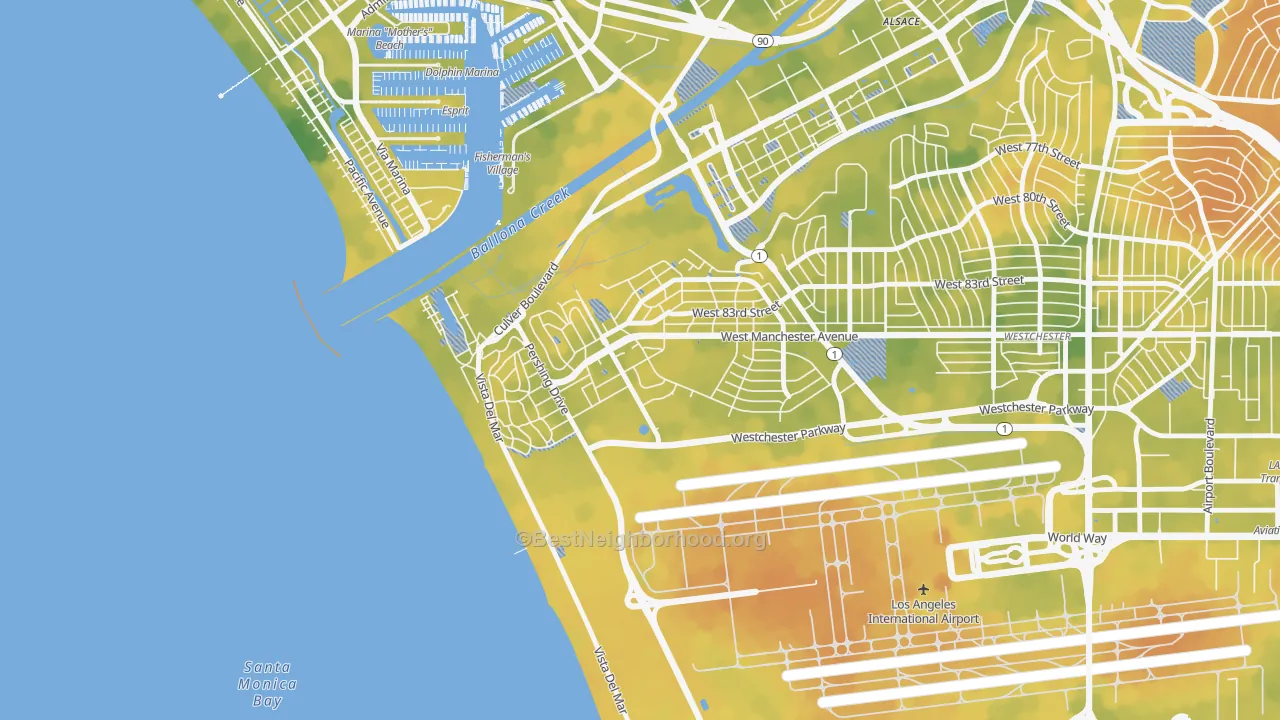 Bike Grade map of Playa del Ray, Playa Del Rey, CA