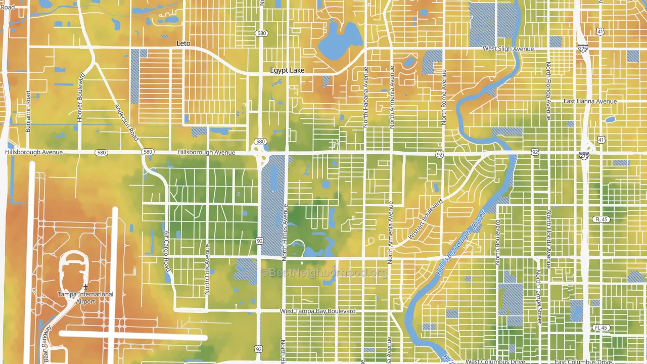 Bike Grade map of Plaza Terrace, Tampa, FL