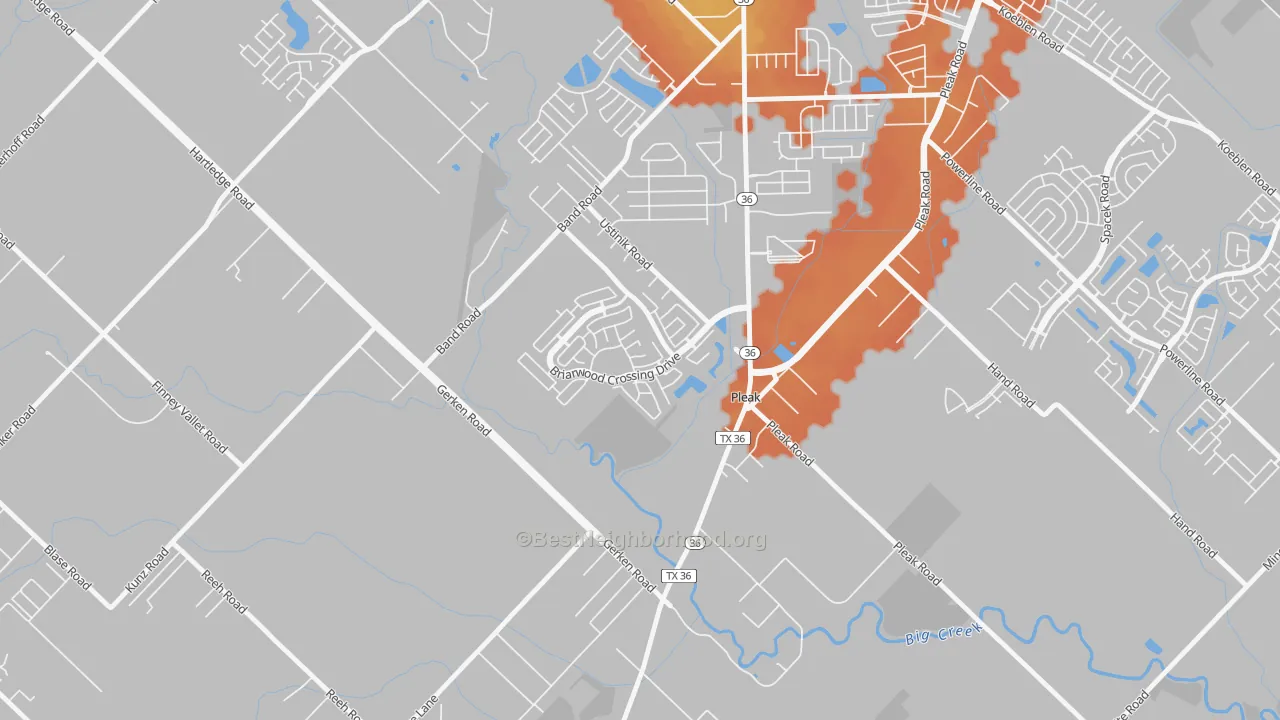 Bike Grade map of Pleak, TX