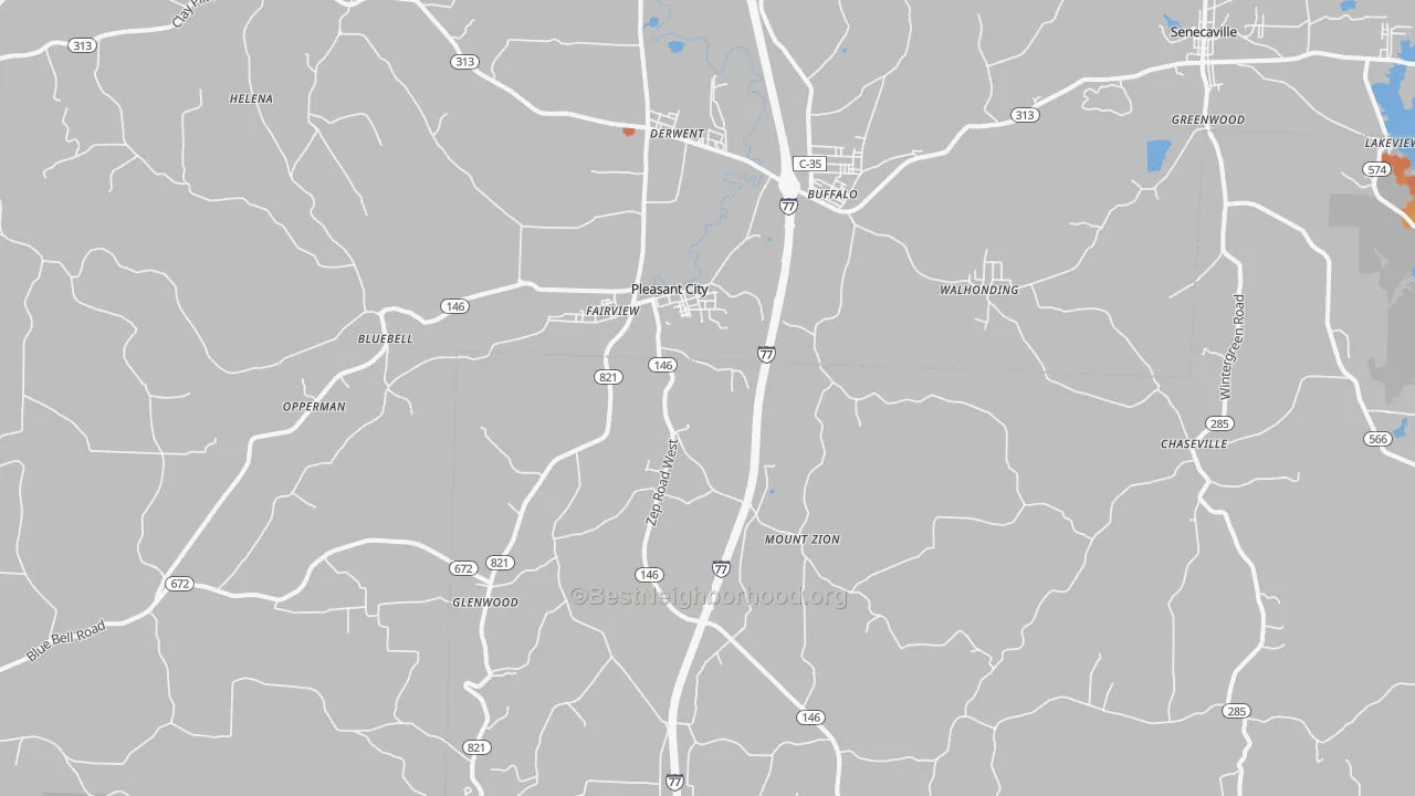 Bike Grade map of Pleasant City, OH