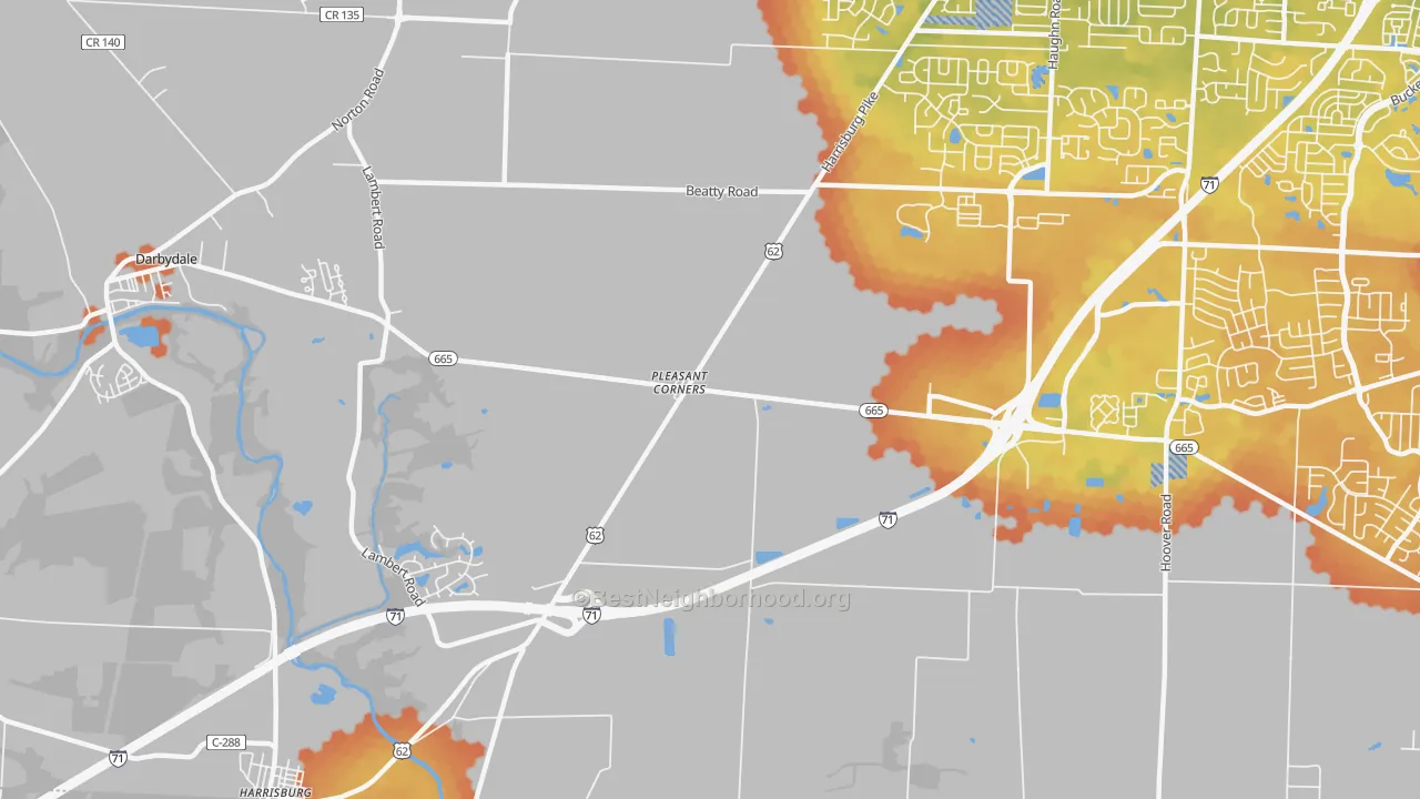 Bike Grade map of Pleasant Corners, OH