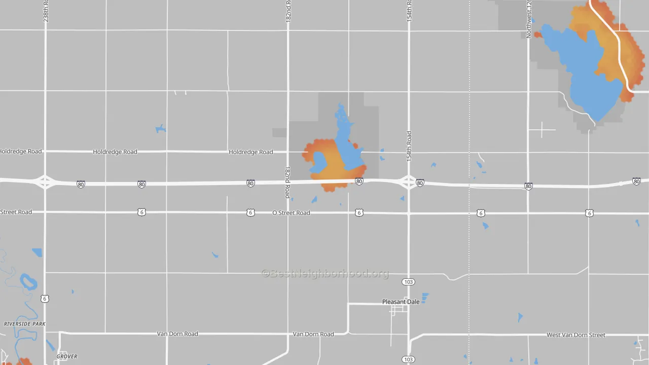 Bike Grade map of Pleasant Dale, NE