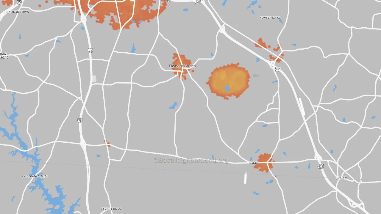 Bike Grade map of Pleasant Garden, NC