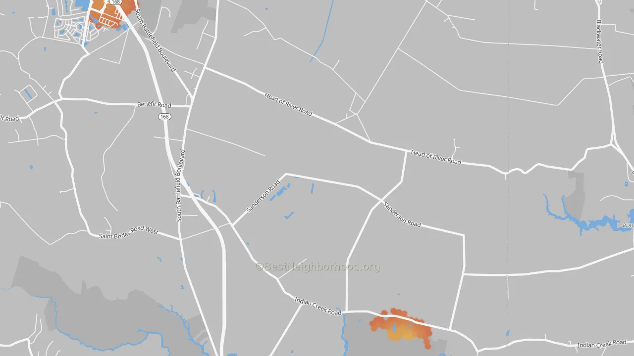Bike Grade map of Pleasant Grove East, Chesapeake, VA
