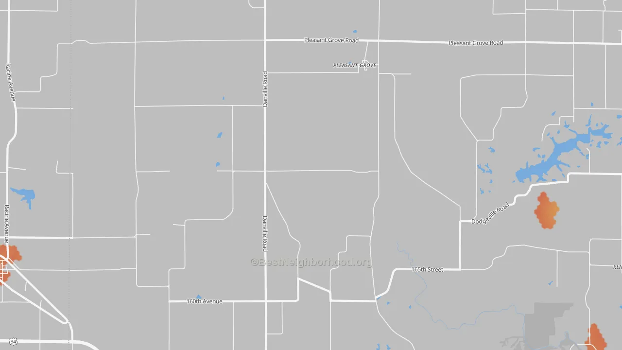 Bike Grade map of Pleasant Grove, IA