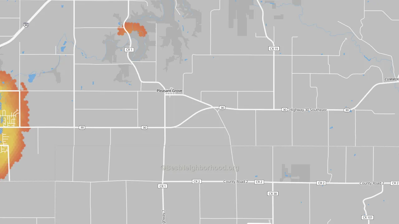 Bike Grade map of Pleasant Grove, MN