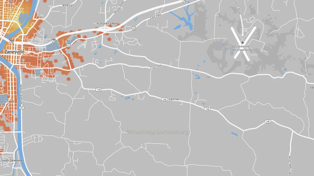 Bike Grade map of Pleasant Grove, OH
