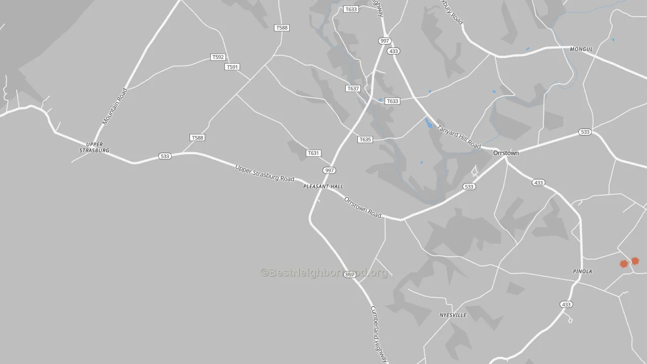 Bike Grade map of Pleasant Hall, PA