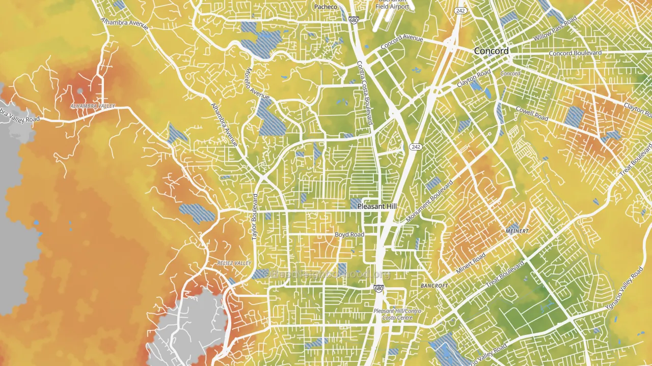 Bike Grade map of Pleasant Hill, CA