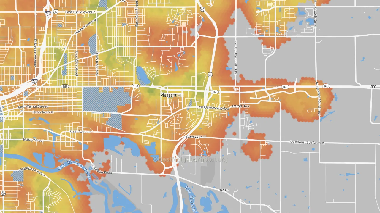 Bike Grade map of Pleasant Hill, IA