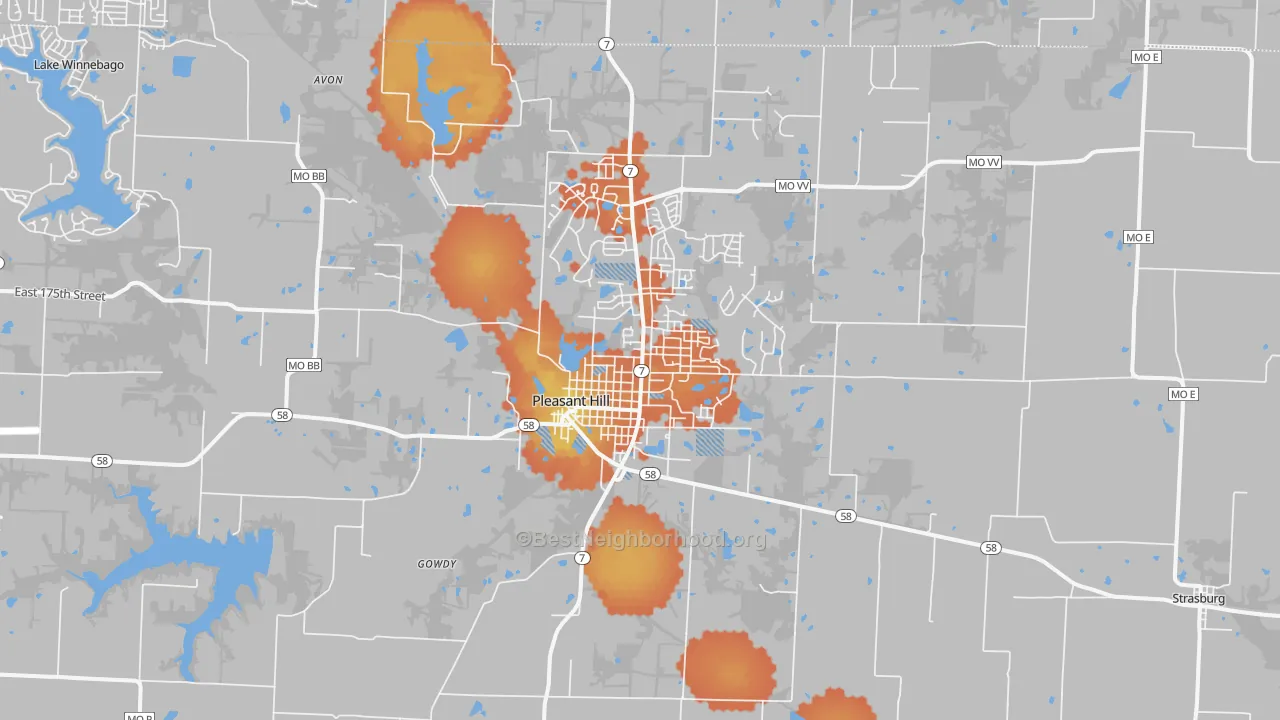 Bike Grade map of Pleasant Hill, MO