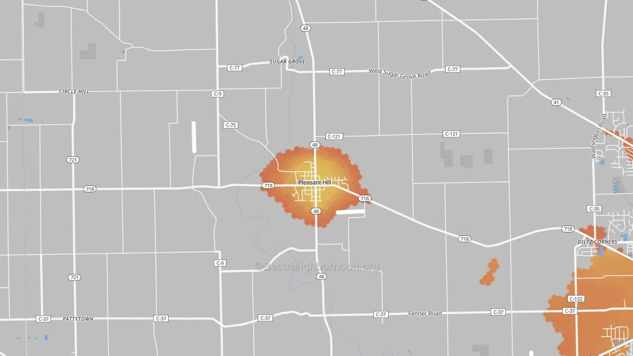 Bike Grade map of Pleasant Hill, OH