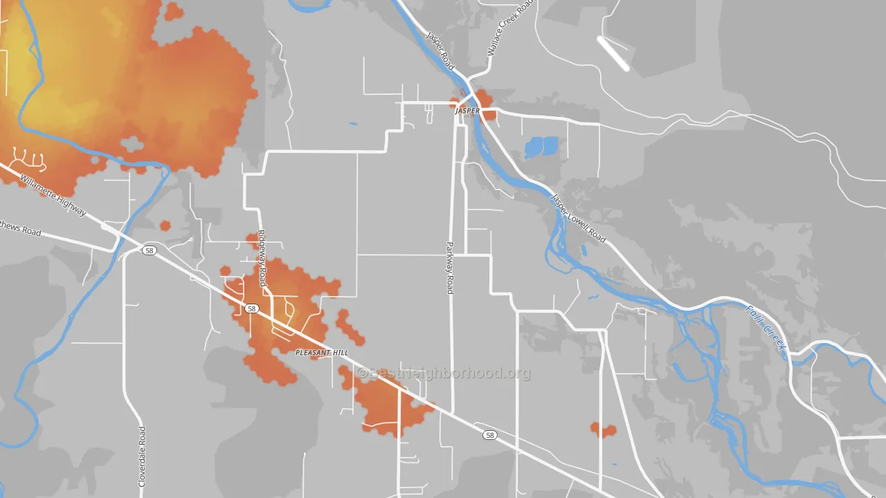 Bike Grade map of Pleasant Hill, OR