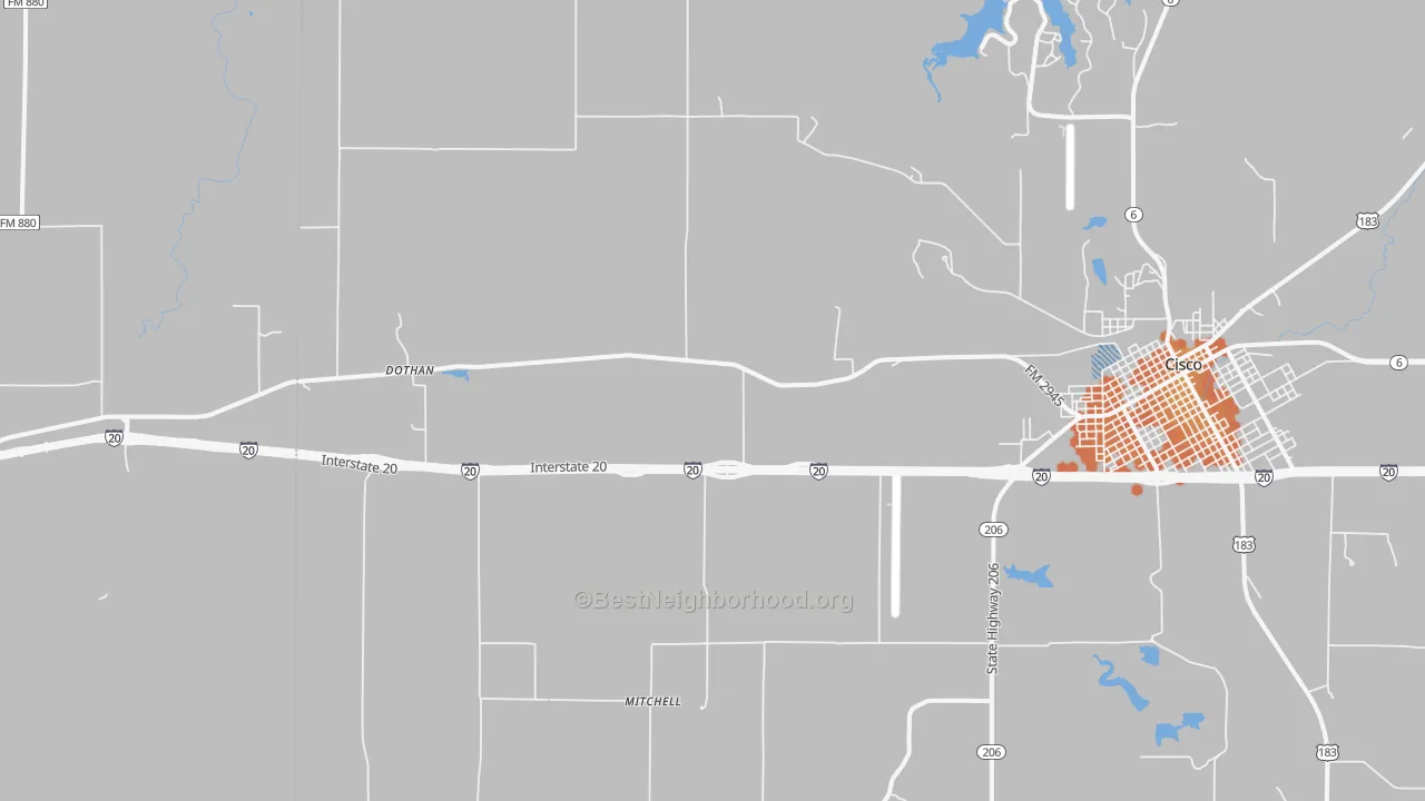 Bike Grade map of Pleasant Hill, TX