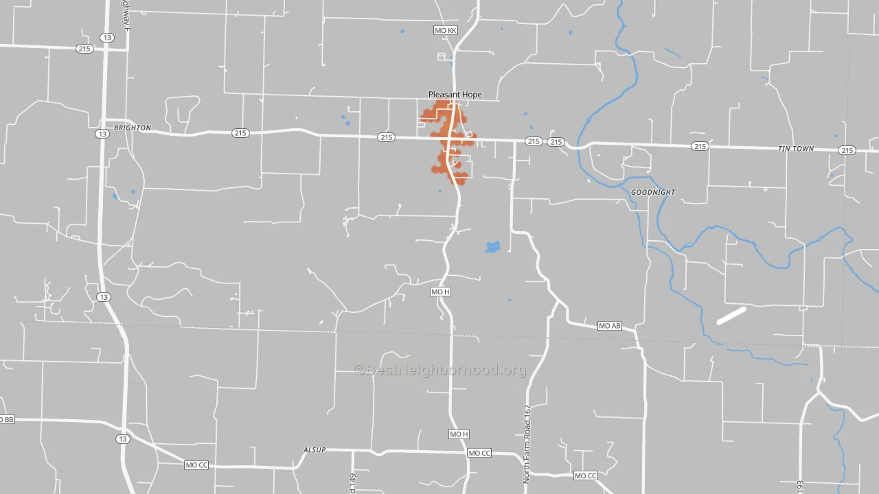 Bike Grade map of Pleasant Hope, MO